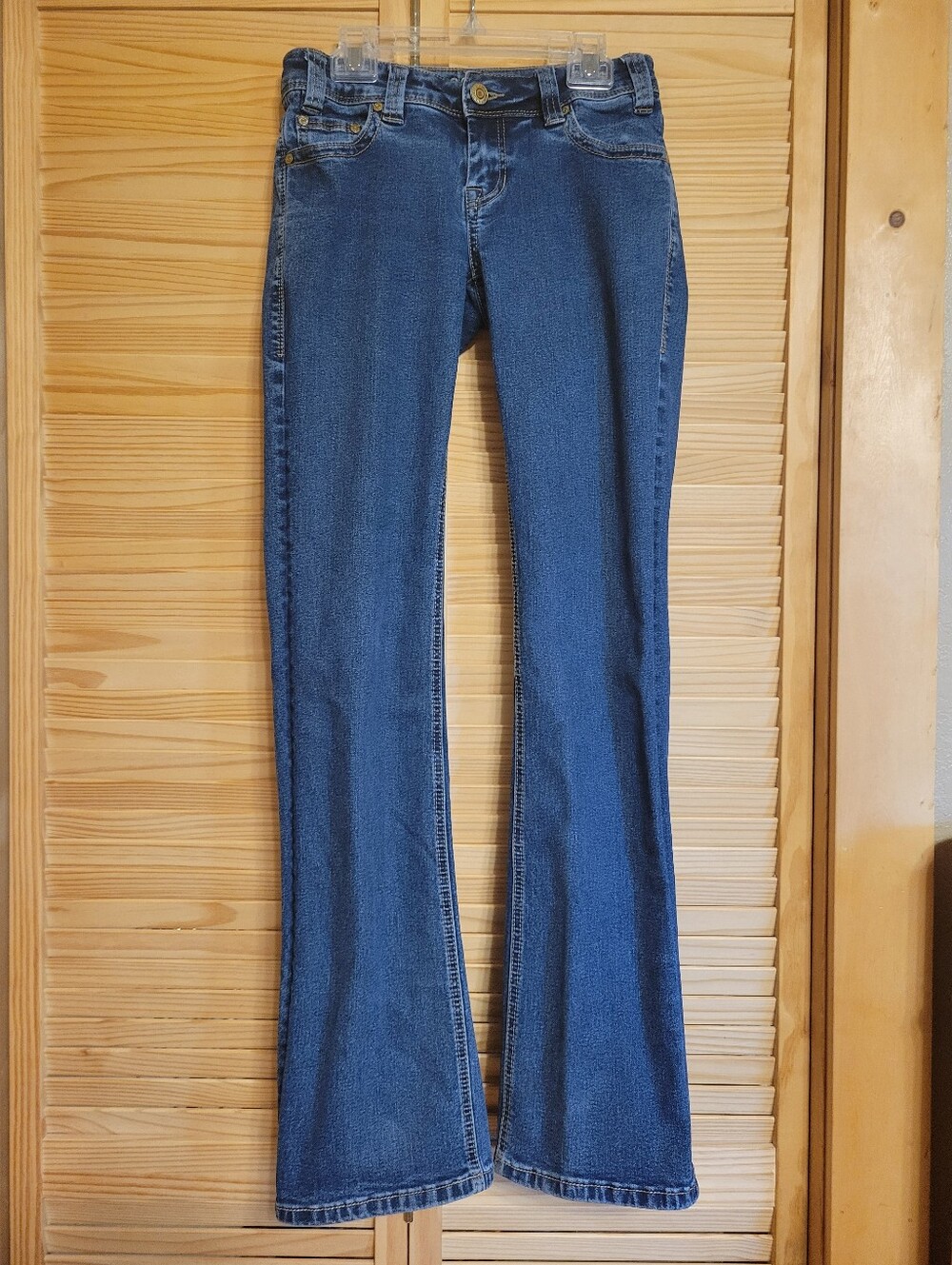 Rock & Roll Cowgirl Riding Jeans 25x34 Medium Wash Bootcut Contrast Stitch Denim